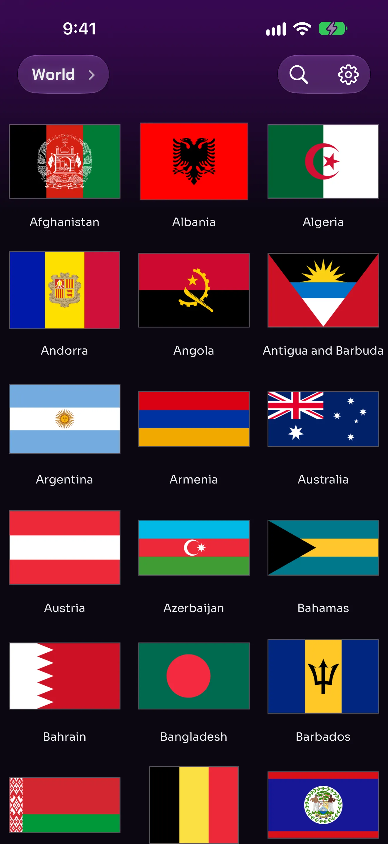 Anthems ’n’ Flags in dark appearance.
